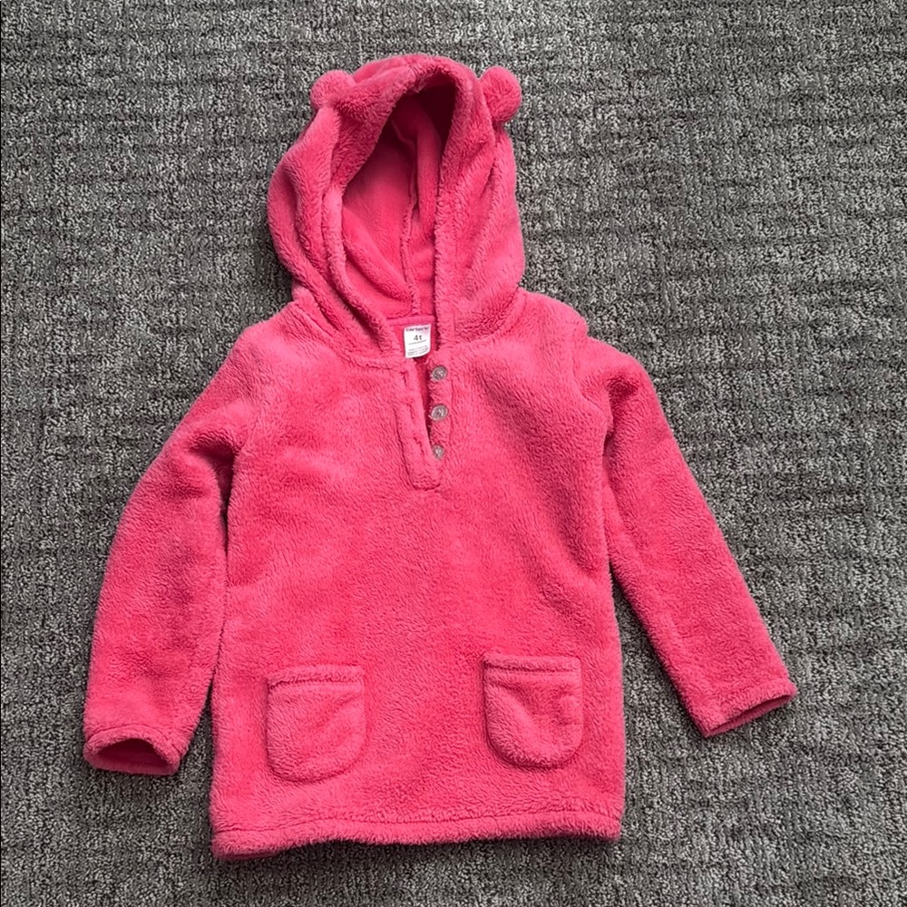 Carter's Pink Fleece Hoodie with Hood and Half-Zip
